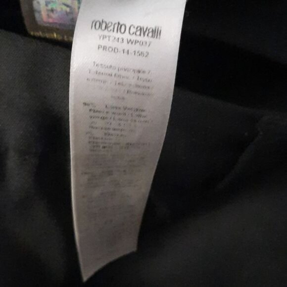 Roberto Cavalli Black Women Wool Blend Slit Hip Pockets Tuxedo Pants IT 48 US 12 - Picture 6 of 13